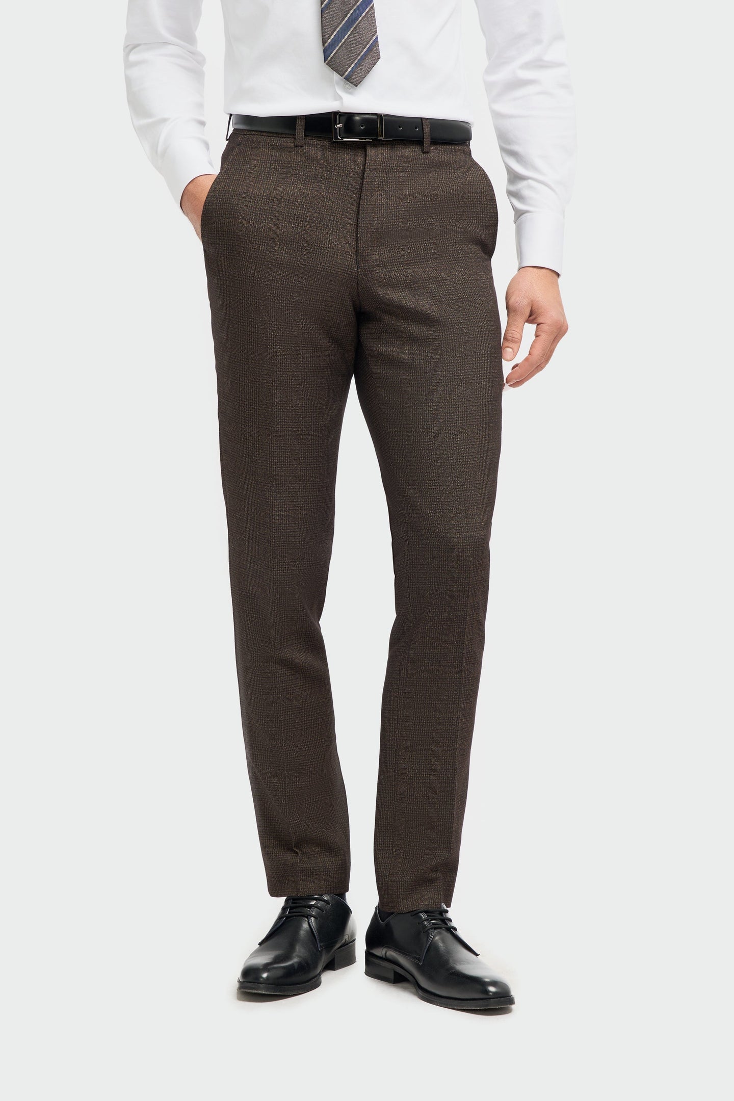 Caridi - Miesten ruskeat tweed-housut