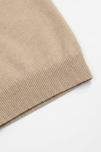 Beige vetoketjullinen neulottu poolopaita miehille