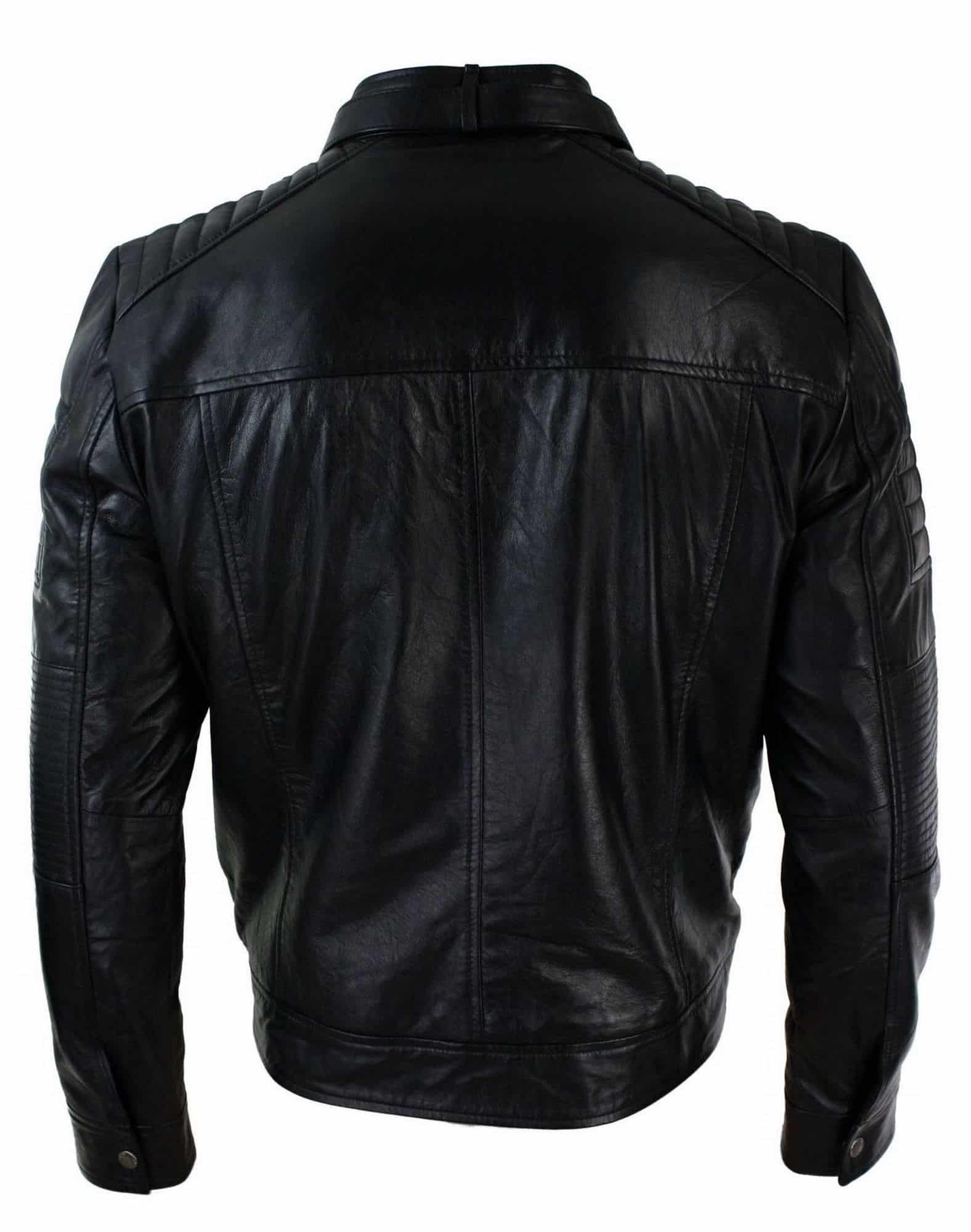 Aitoa nahkaa, mustaa biker-miesten takki, retro, mittatilaustyönä tehty, Iso-Britannia