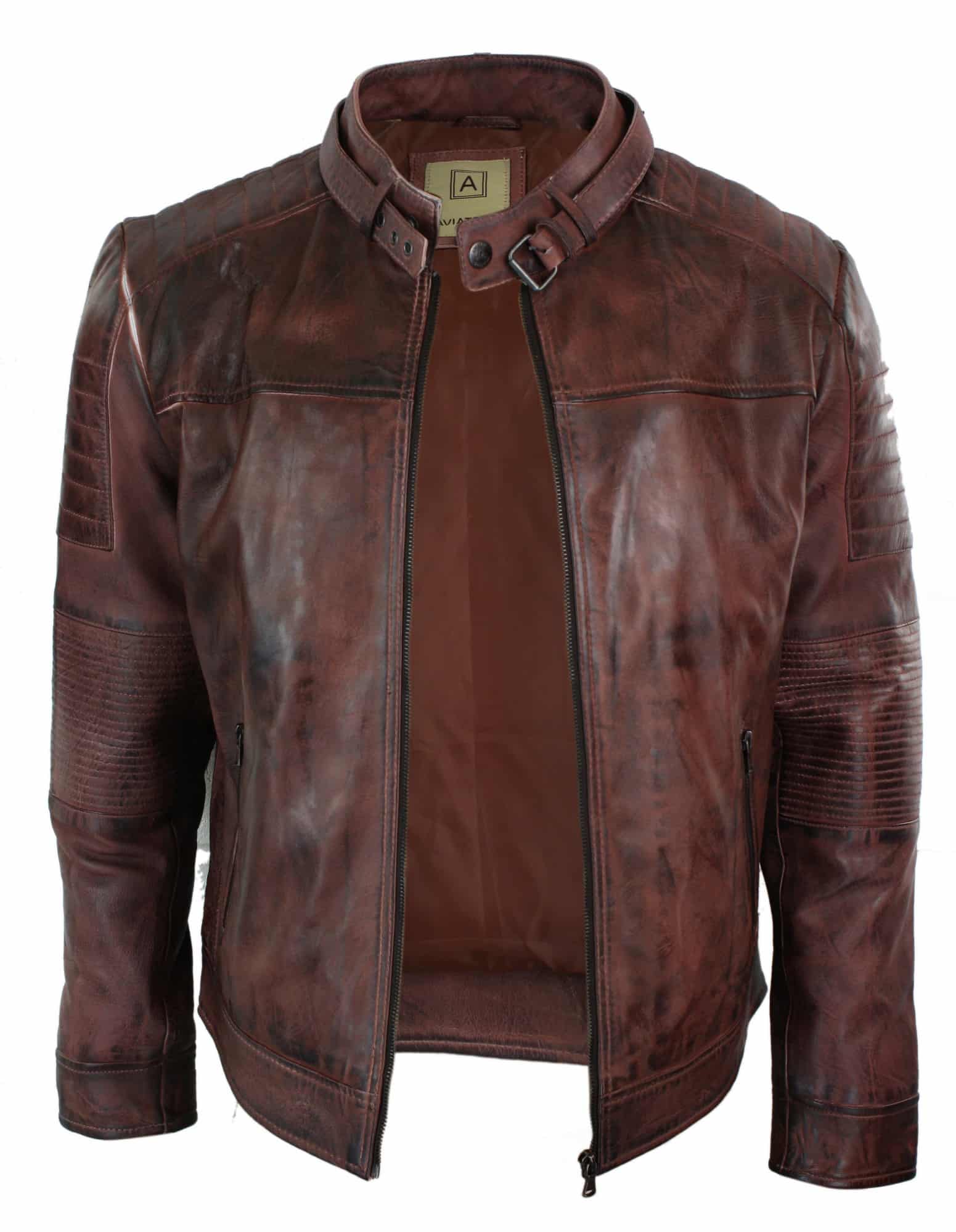 Aitoa nahkaa, mustaa biker-miesten takki, retro-vintage, mittatilaustyönä tehty, Iso-Britannia