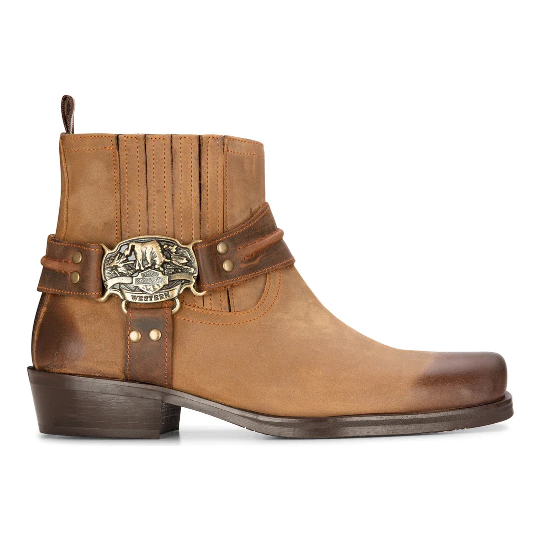 Miesten Western Cowboy -saappaat, ruskeat, vintage-tyyliset, neliökärkiset, maastopyöräilykengät, metsästys- ja vaelluskengät, aitoa nahkaa,