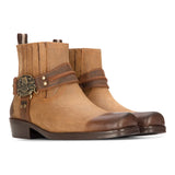 Miesten Western Cowboy -saappaat, ruskeat, vintage-tyyliset, neliökärkiset, maastopyöräilykengät, metsästys- ja vaelluskengät, aitoa nahkaa,