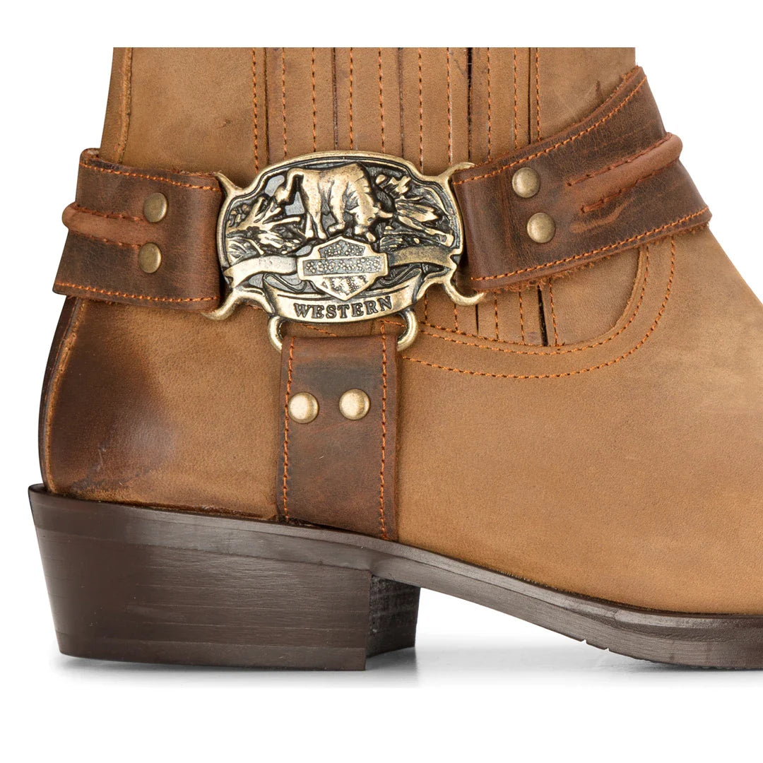 Miesten Western Cowboy -saappaat, ruskeat, vintage-tyyliset, neliökärkiset, maastopyöräilykengät, metsästys- ja vaelluskengät, aitoa nahkaa,