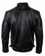 Aitoa nahkaa, retrotyylinen vetoketjullinen miesten biker-takki, pehmeä musta, vintage-look