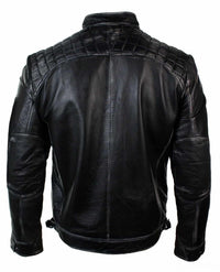 Aitoa nahkaa, retrotyylinen vetoketjullinen miesten biker-takki, pehmeä musta, vintage-look