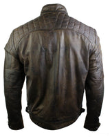Aitoa nahkaa, retrotyylinen vetoketjullinen miesten biker-takki, pehmeä ruskea, vintage-look