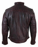 Aitoa nahkaa, retrotyylinen vetoketjullinen miesten biker-takki, pehmeä viininpunainen, vintage-look