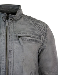 Aitoa nahkaa, retrotyylinen vetoketjullinen biker-takki miehille, pehmeä valkoinen, vintage-look