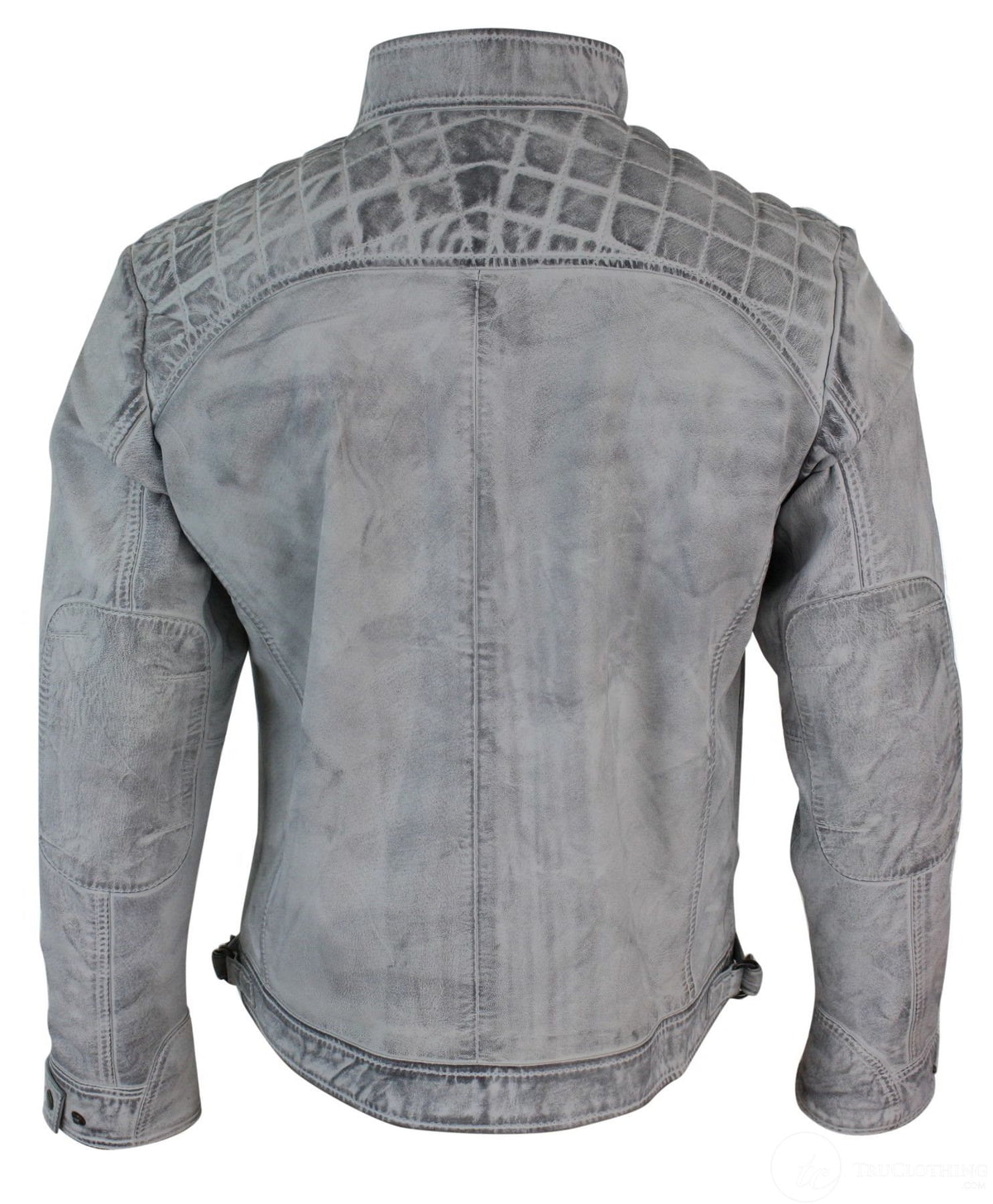 Aitoa nahkaa, retrotyylinen vetoketjullinen biker-takki miehille, pehmeä valkoinen, vintage-look