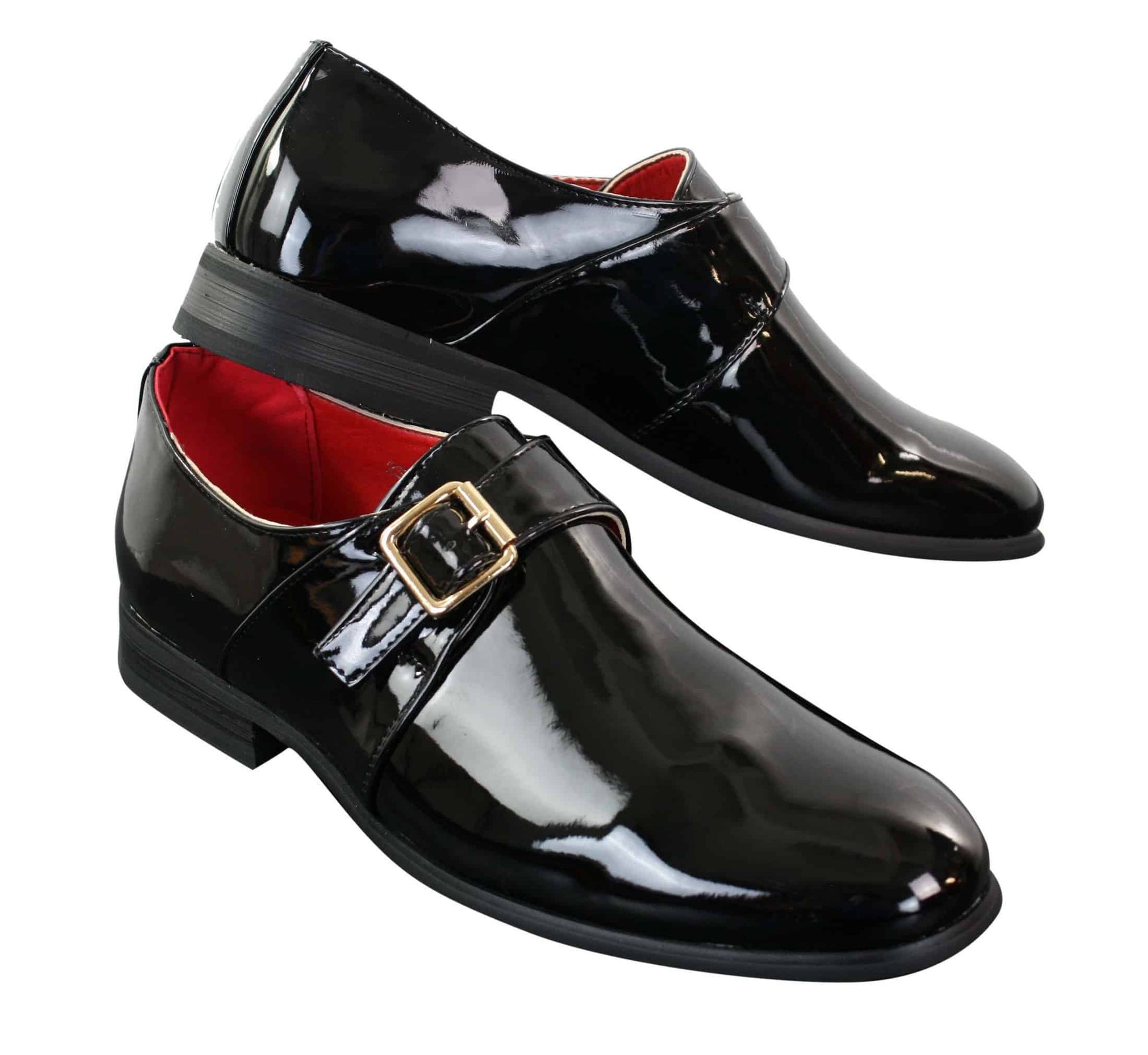 Fiorello 2322 - Miesten lakkakengät, joissa solki ja kiiltävät slip-on-kengät, tyylikkäät rento- ja muodolliset italialaistyyliset kengät