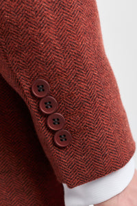 Ruosteenvärinen kalanruotokuvioinen tweed-puku, kolmiosainen