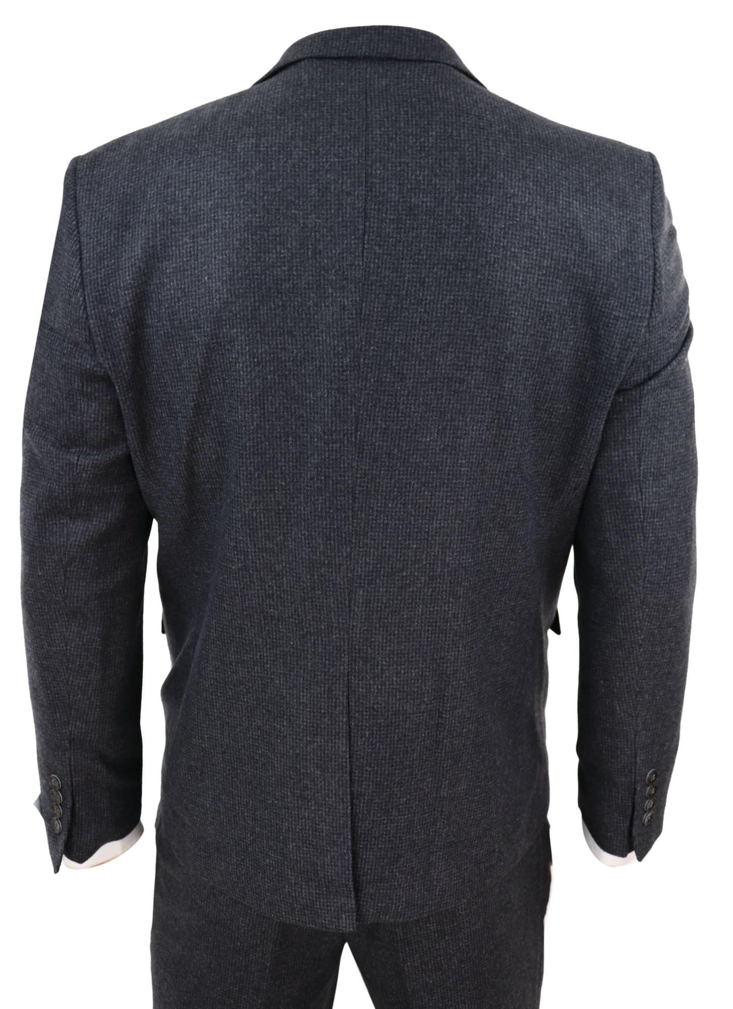 Tummanharmaa tweed-puku, kolmiosainen