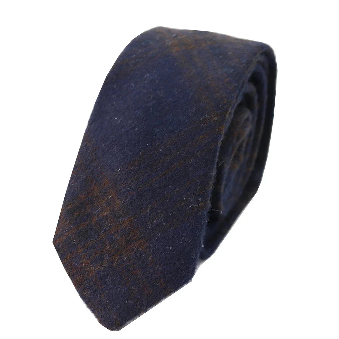 281 - Miesten sininen kalanruotokuvioinen tweed-villasolmio ja nenäliina 2"