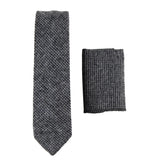 281 - Miesten harmaa kalanruotokuvioinen tweed-villasolmio ja nenäliina 5 cm