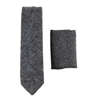 281 - Miesten harmaa kalanruotokuvioinen tweed-villasolmio ja nenäliina 5 cm