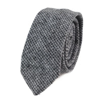 281 - Miesten harmaa kalanruotokuvioinen tweed-villasolmio ja nenäliina 5 cm