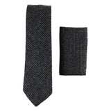 281 - Miesten hiilenharmaa kalanruotokuvioinen tweed-villasolmio ja nenäliina 2"