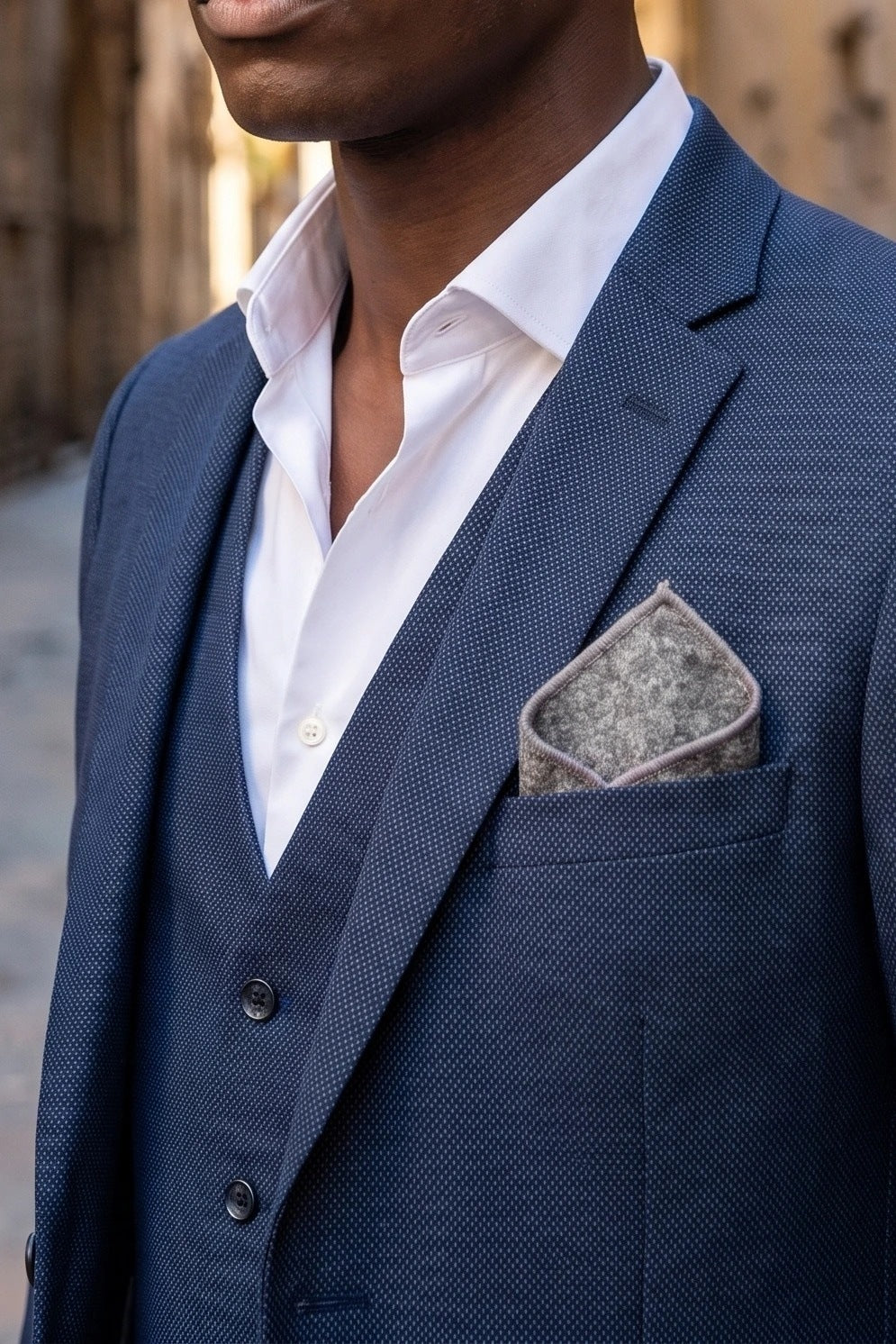 Miesten harmaa tweed-taskuliina