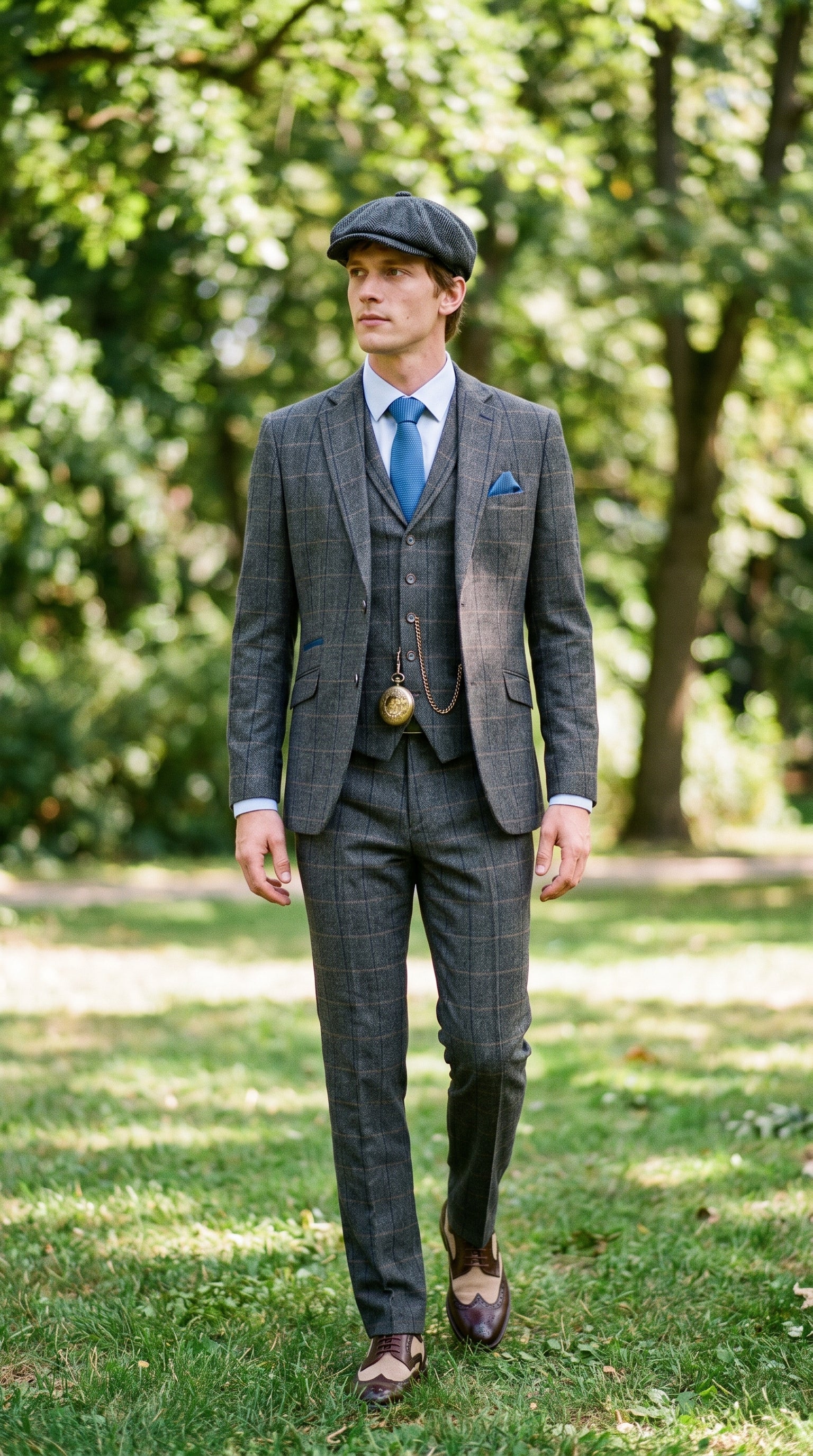 Look #132 styled with Cavani Albert - Miesten kalanruotokuvioinen tweed-ruutupuku kolmiosainen puku - hiilenharmaa