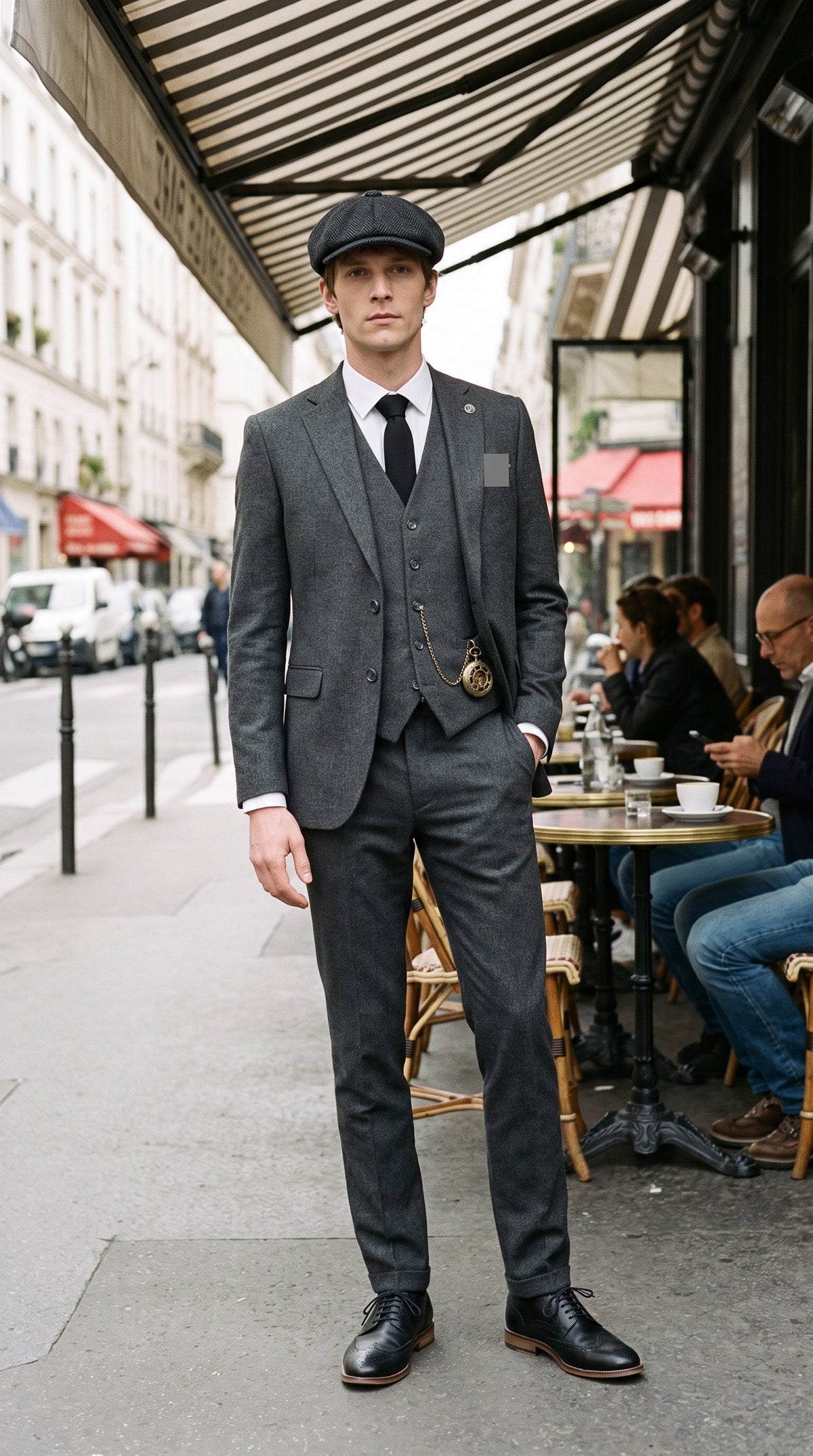 Look #831 styled with Miesten harmaa villainen 1920-luvun Peaky Blinders -puku