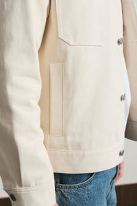 Miesten beige puuvillatwillitakki - Trucker-päällyspaita