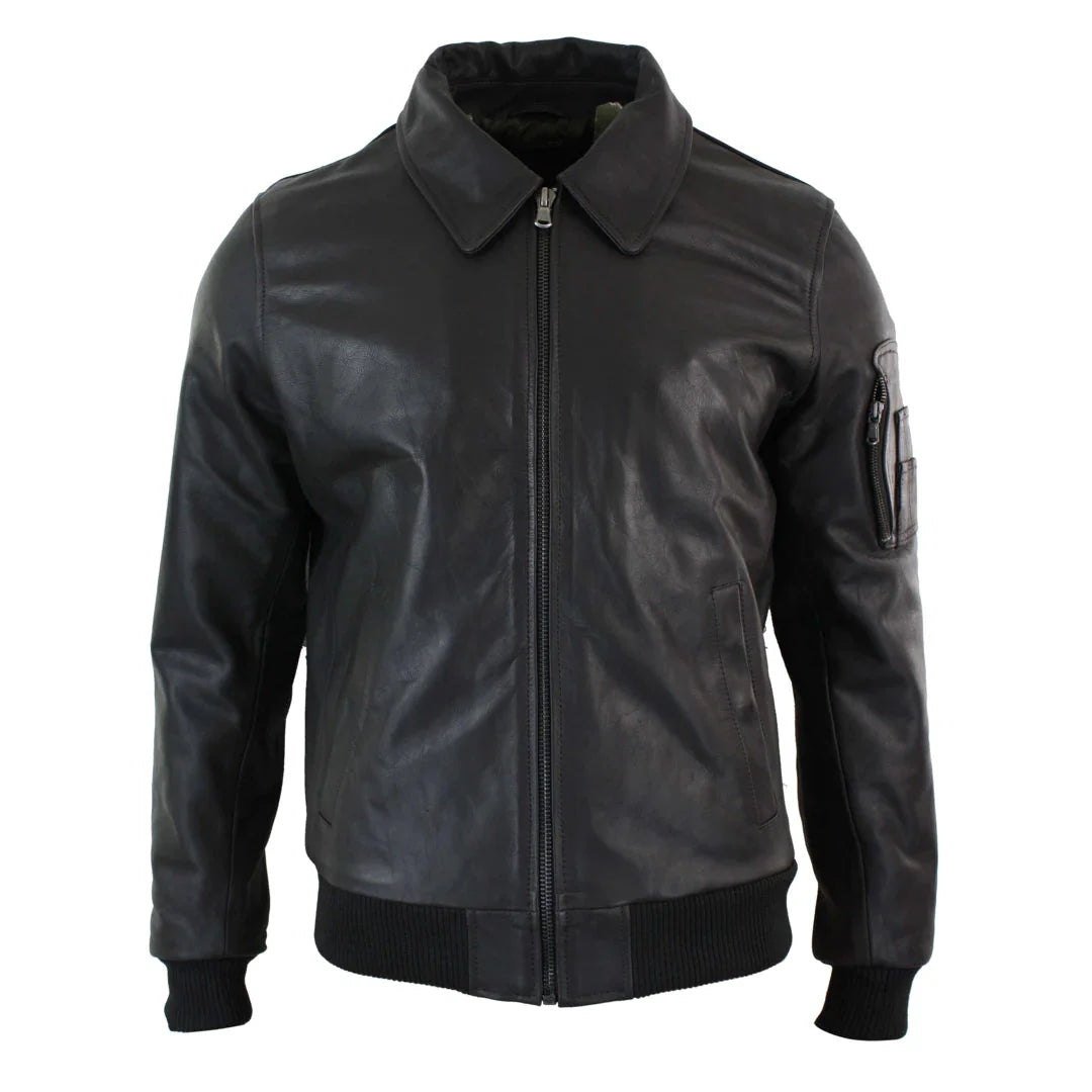 Miesten nahkainen Harrington Brown Bomber Classic -pilottitakki