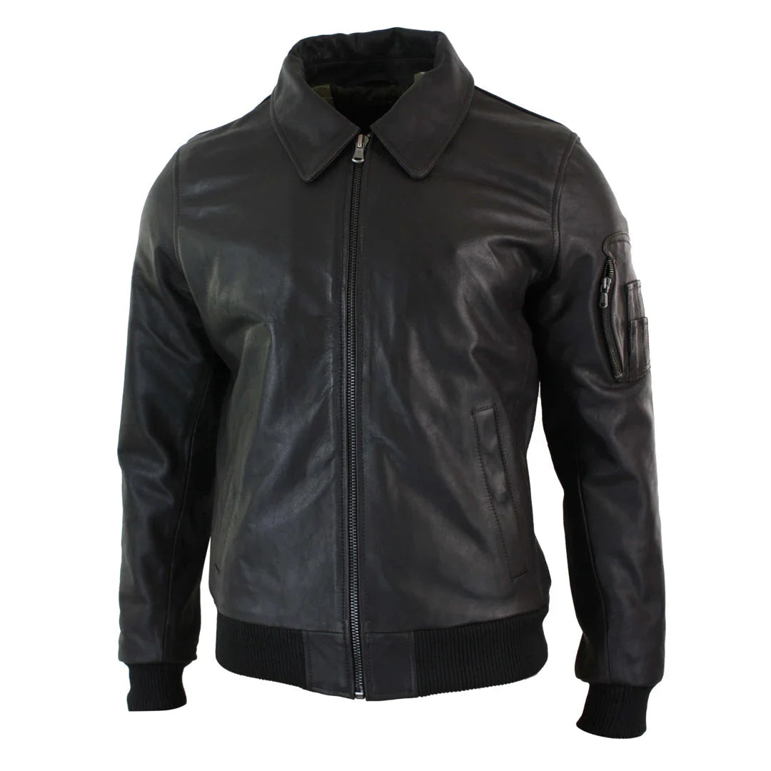 Miesten nahkainen Harrington Brown Bomber Classic -pilottitakki