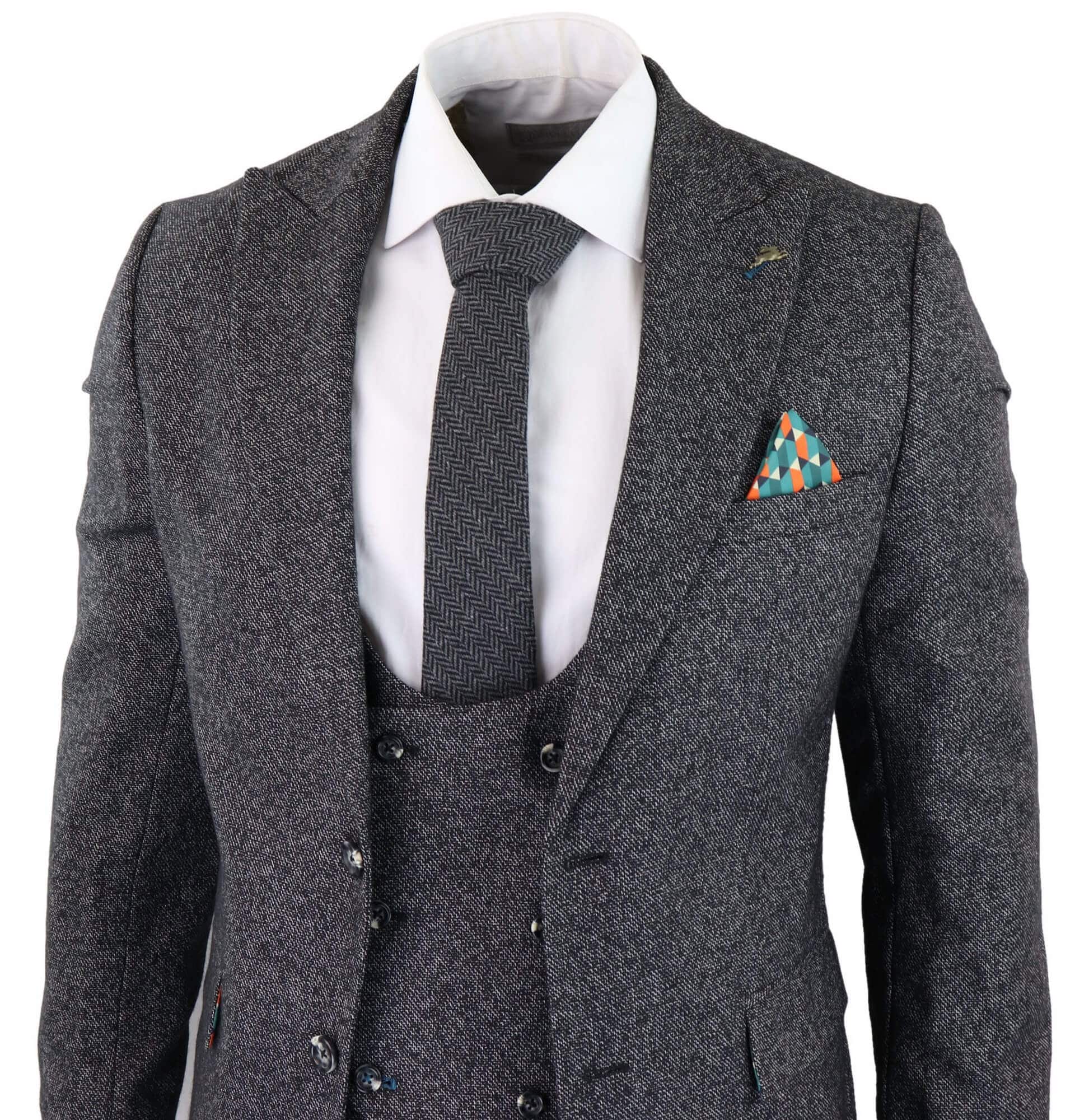 Miesten hiilenharmaa kolmiosainen puku
