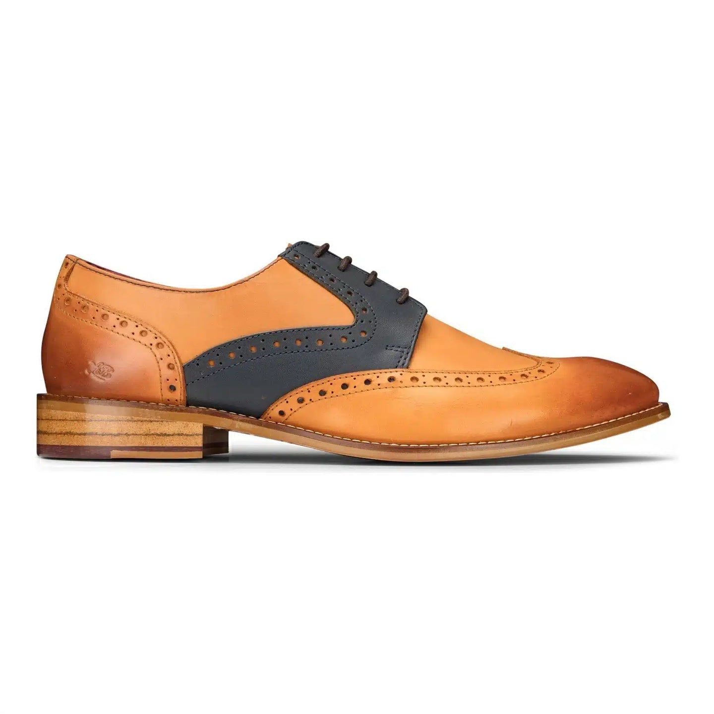 Miesten ruskeat tummansiniset ruskeat punaiset brogue-kengät, nauhalliset klassiset vintage-muodolliset aitoa nahkaa