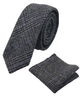 Vertaa väriä miesten tweed-kalanruotokuvioinen harmaa solmio taskuliina ruutukuvioinen klassinen