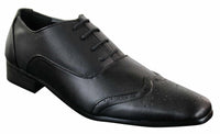 Gio Gino 907001 miesten mustat tyylikkäät muodolliset PU-nahkaiset brogue-kengät, Gatsby italialaiset klassiset kengät