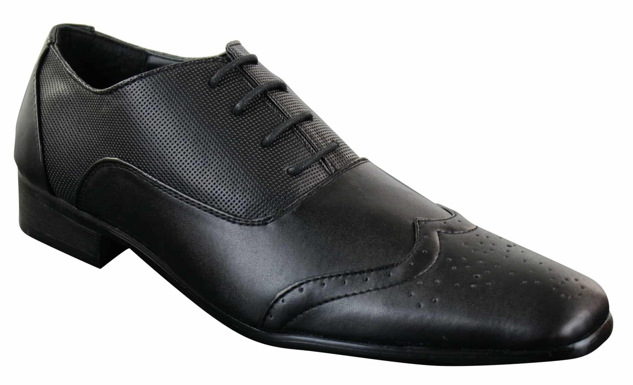 Gio Gino 907001 miesten mustat tyylikkäät muodolliset PU-nahkaiset brogue-kengät, Gatsby italialaiset klassiset kengät