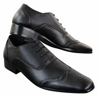 Gio Gino 907001 miesten mustat tyylikkäät muodolliset PU-nahkaiset brogue-kengät, Gatsby italialaiset klassiset kengät