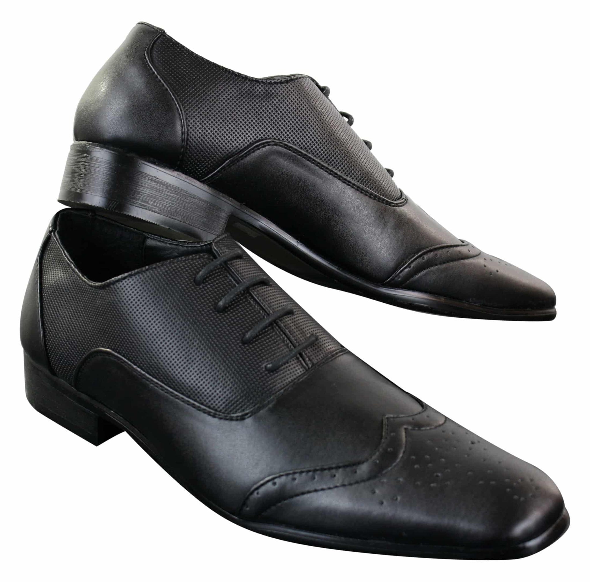 Gio Gino 907001 miesten mustat tyylikkäät muodolliset PU-nahkaiset brogue-kengät, Gatsby italialaiset klassiset kengät