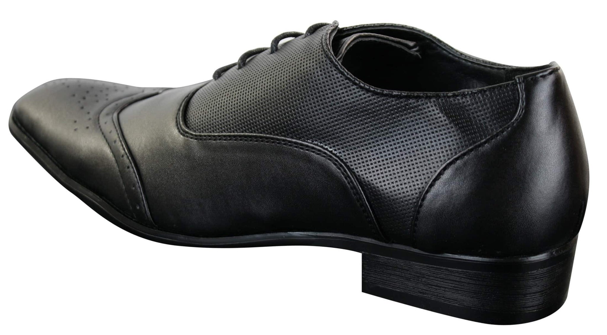 Gio Gino 907001 miesten mustat tyylikkäät muodolliset PU-nahkaiset brogue-kengät, Gatsby italialaiset klassiset kengät