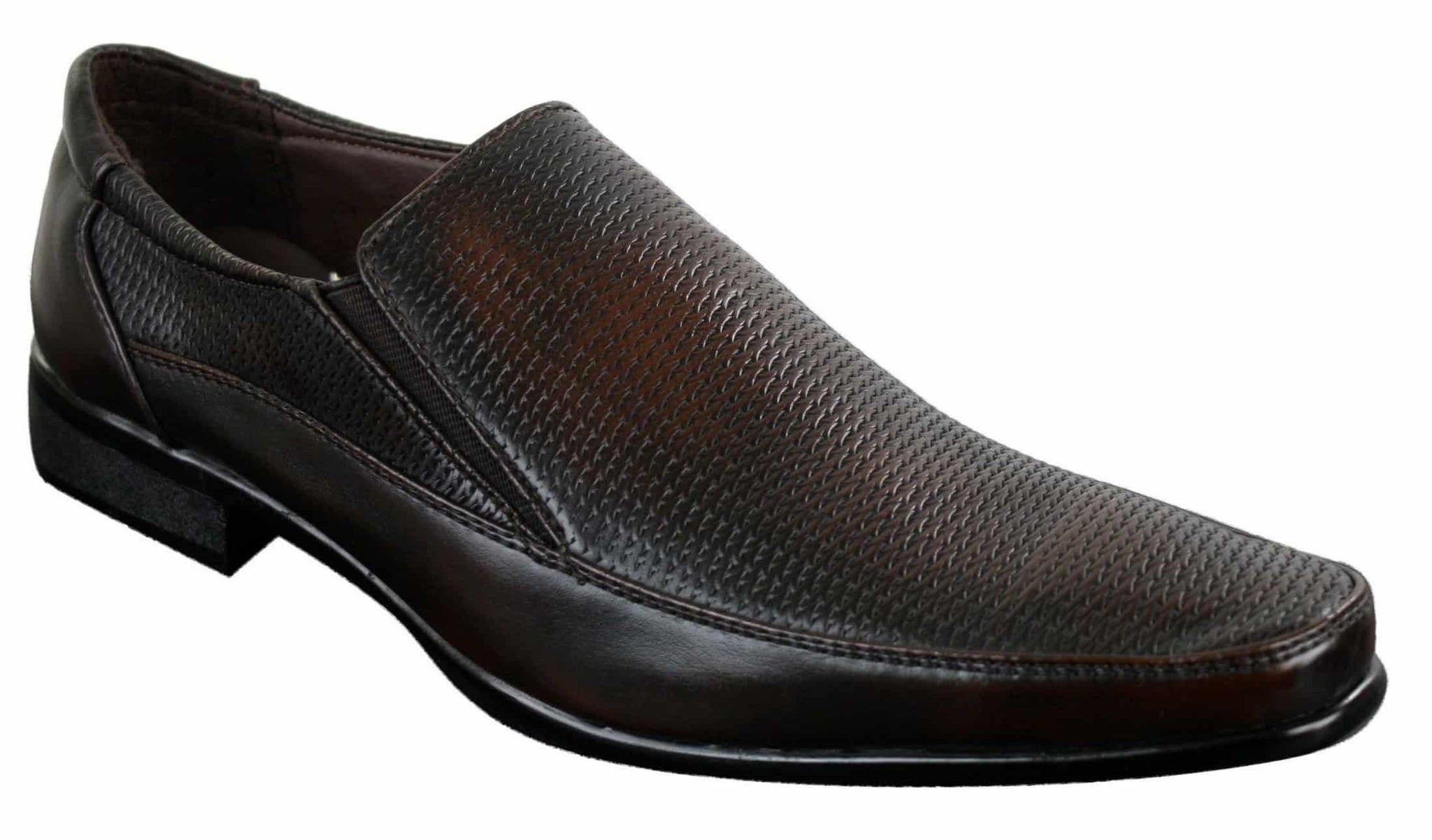 Miesten ruskeat mustat muodolliset tyylikkäät slip-on-kengät, teksturoidut PU-nahkaiset italialaistyyliset kengät