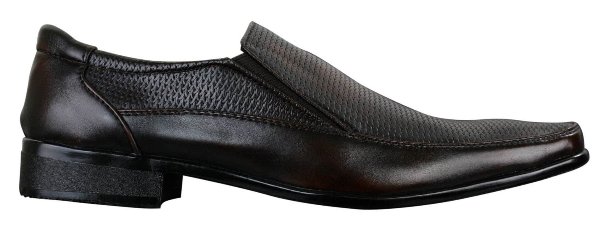 Miesten ruskeat mustat muodolliset tyylikkäät slip-on-kengät, teksturoidut PU-nahkaiset italialaistyyliset kengät