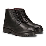 Miesten aidolla nahalla nauhalliset platform-brogue-saappaat, punk rock, musta, ruskea