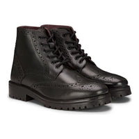 Miesten aidolla nahalla nauhalliset platform-brogue-saappaat, punk rock, musta, ruskea