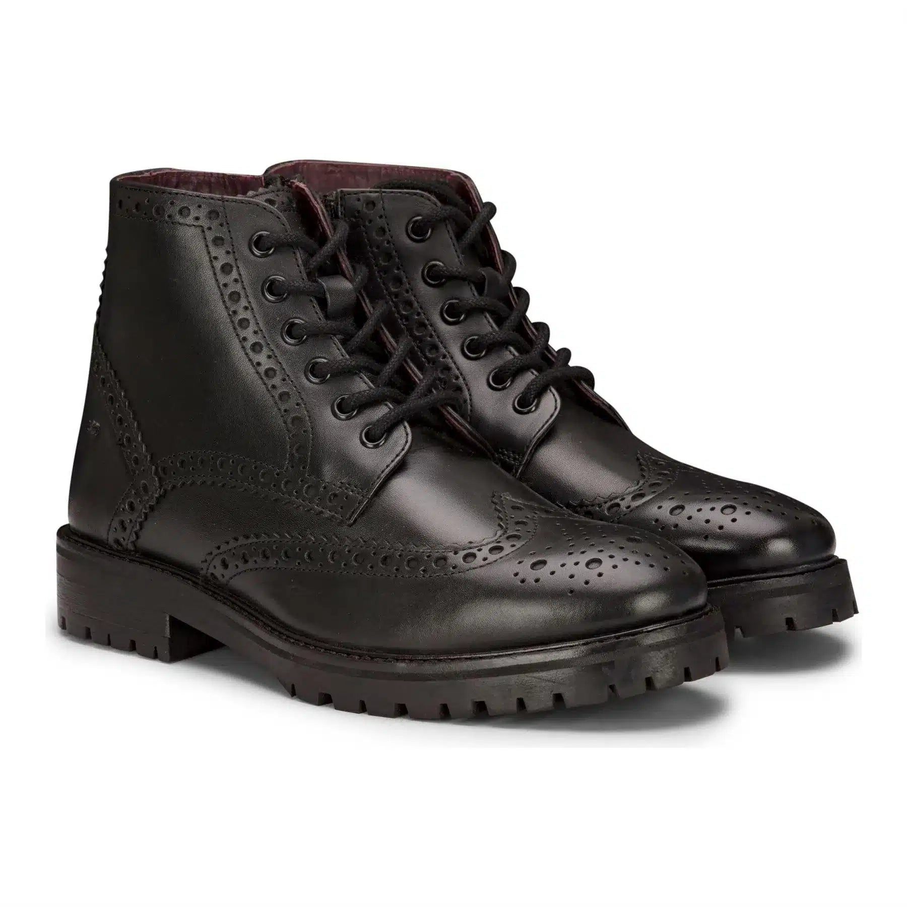 Miesten aidolla nahalla nauhalliset platform-brogue-saappaat, punk rock, musta, ruskea