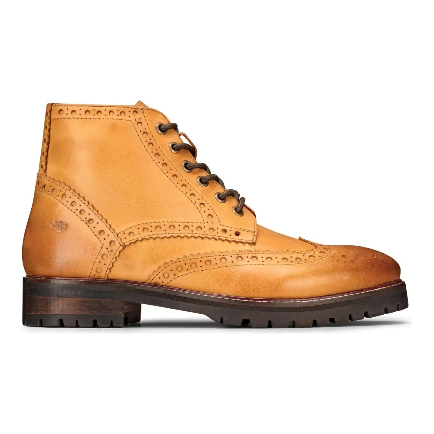 Miesten aidolla nahalla nauhalliset platform-brogue-saappaat, punk rock, musta, ruskea