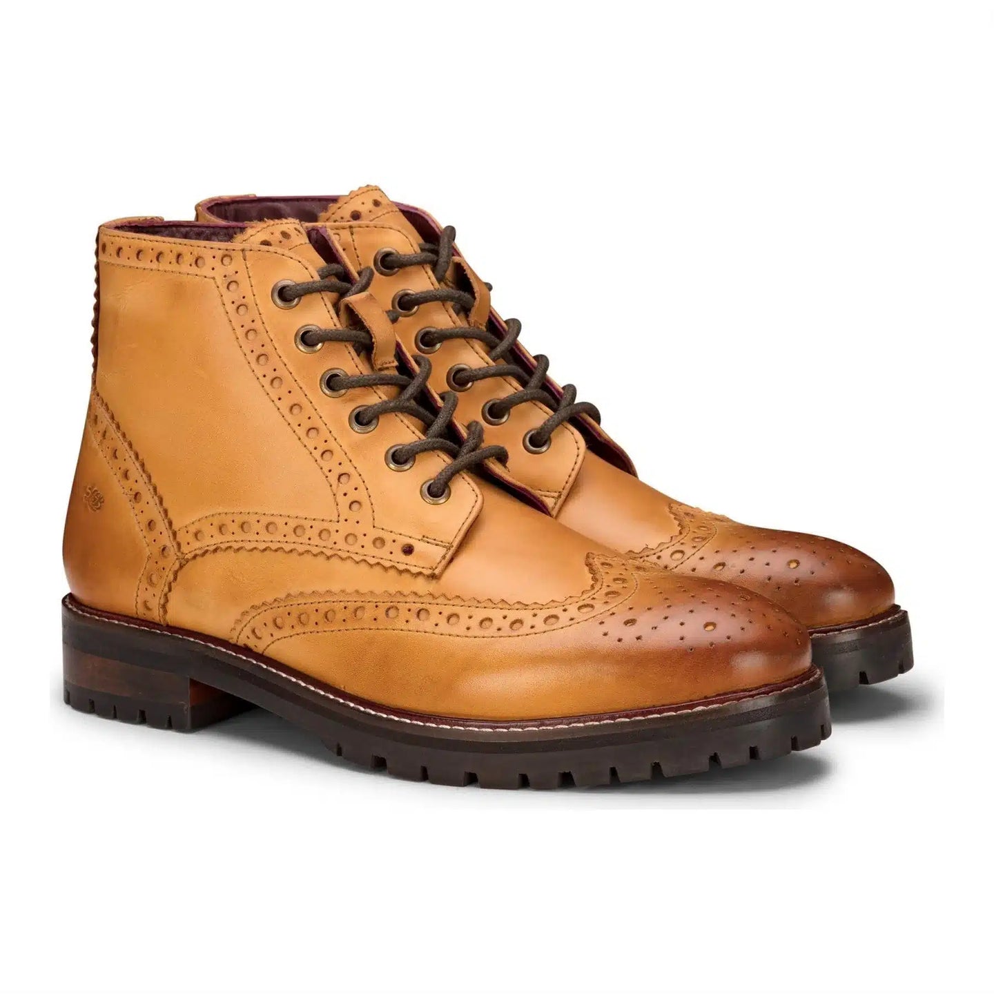 Miesten aidolla nahalla nauhalliset platform-brogue-saappaat, punk rock, musta, ruskea