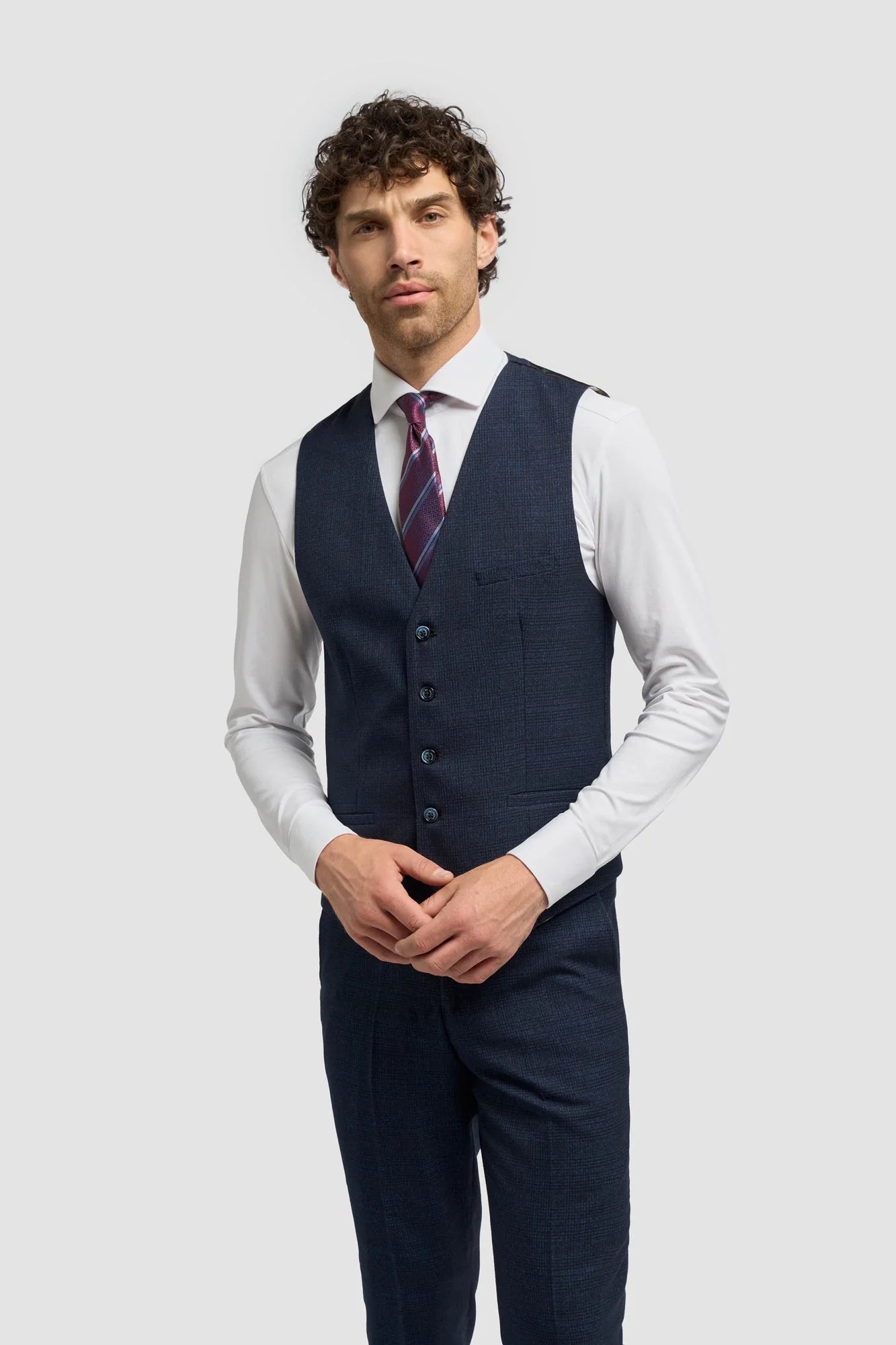Caridi - Miesten tummansininen tweed-liivi