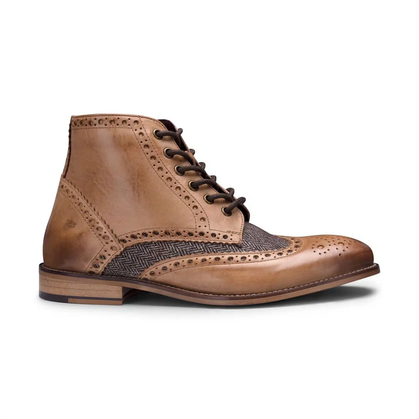 Miesten aidosta nahasta valmistetut vintage-saappaat, brogue-kengät, 1920-luvun mokkanahkaiset tweed-nauhakengät, tyylikkäät ja muodolliset kengät