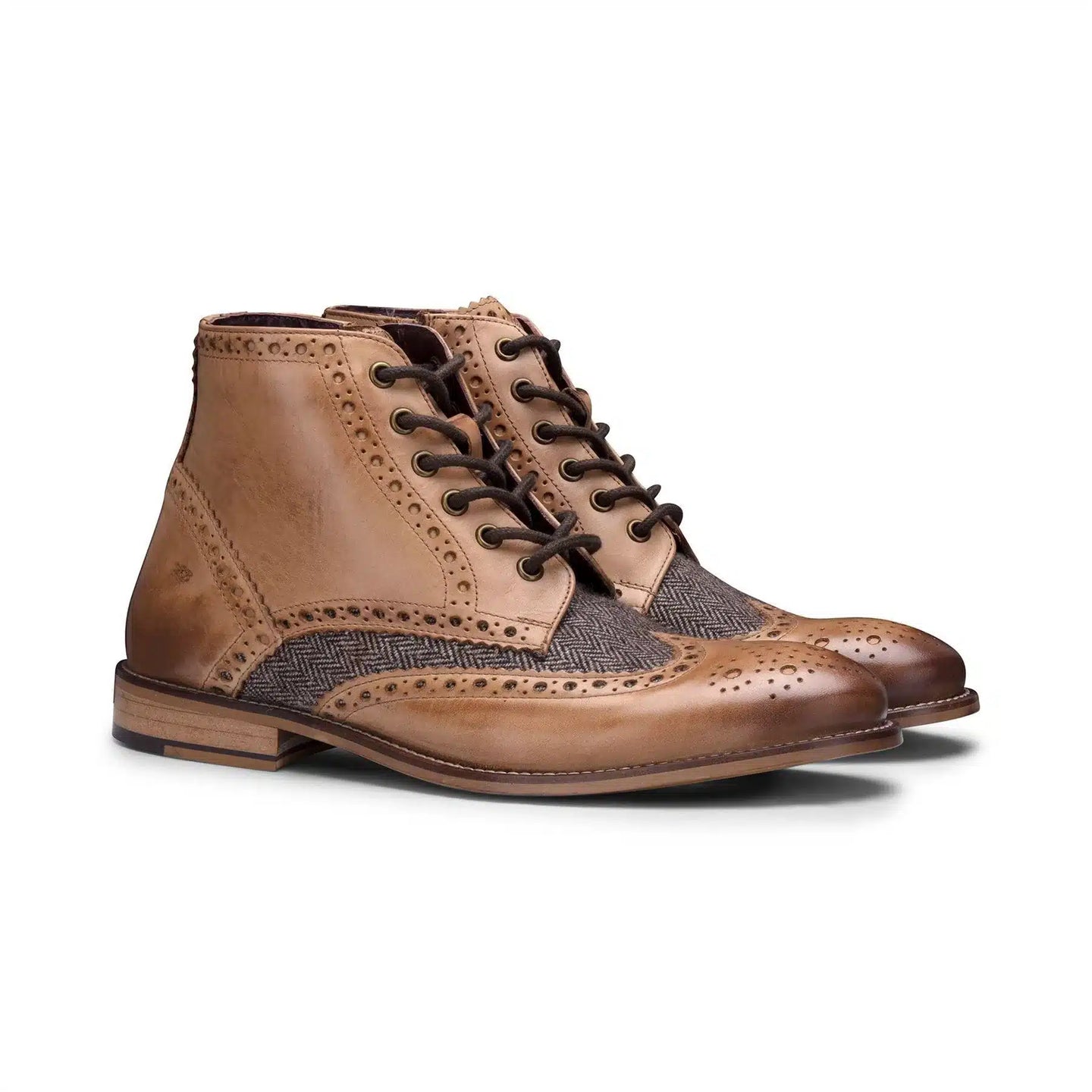 Miesten aidosta nahasta valmistetut vintage-saappaat, brogue-kengät, 1920-luvun mokkanahkaiset tweed-nauhakengät, tyylikkäät ja muodolliset kengät