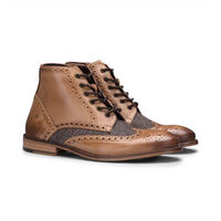 Miesten aidosta nahasta valmistetut vintage-saappaat, brogue-kengät, 1920-luvun mokkanahkaiset tweed-nauhakengät, tyylikkäät ja muodolliset kengät