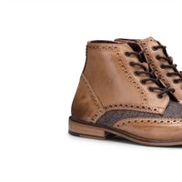 Miesten aidosta nahasta valmistetut vintage-saappaat, brogue-kengät, 1920-luvun mokkanahkaiset tweed-nauhakengät, tyylikkäät ja muodolliset kengät