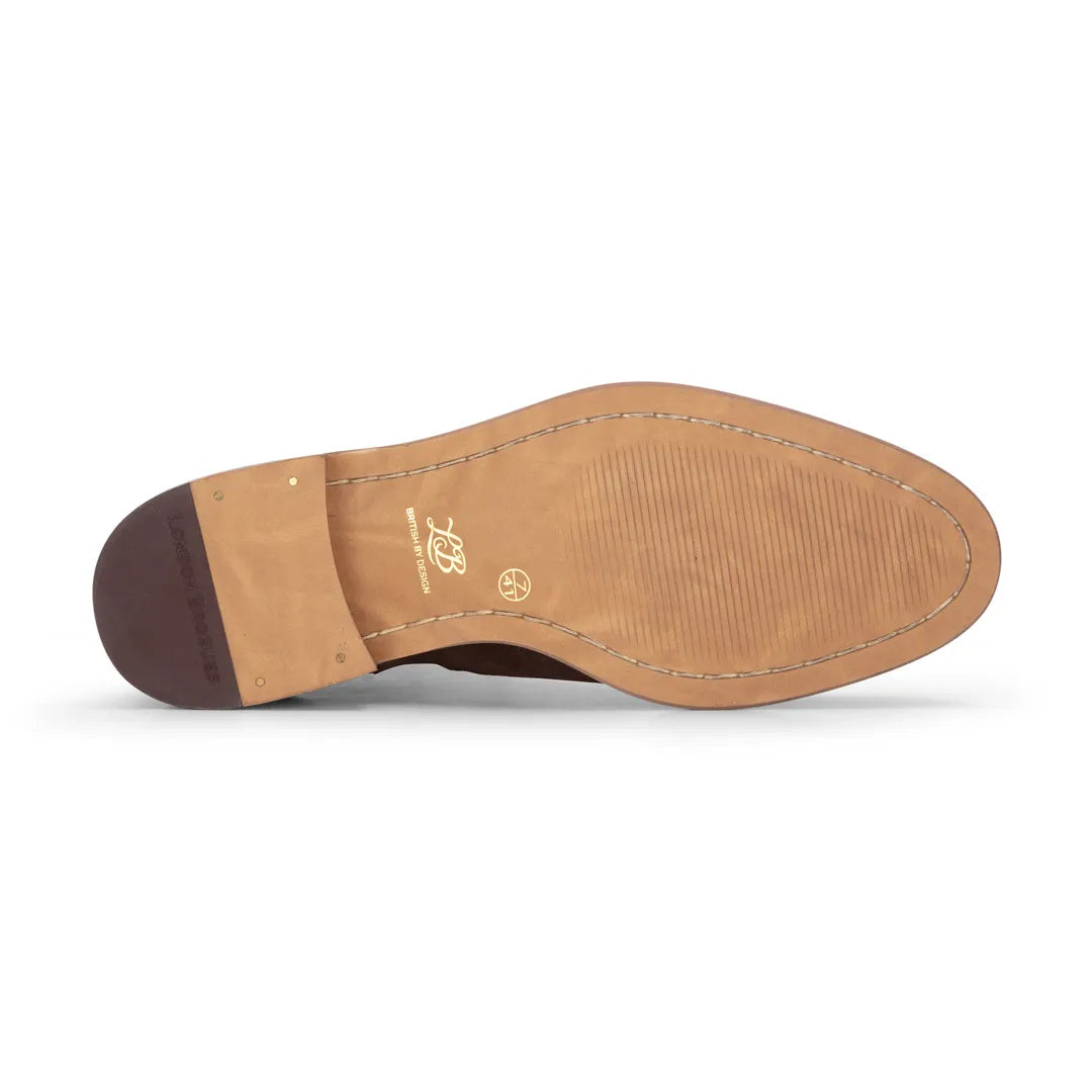 Miesten ruskeat mokkanahkaiset slip-on-nilkkurit