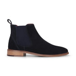 Miesten laivastonsiniset mokkanahkaiset slip-on-nilkkurit