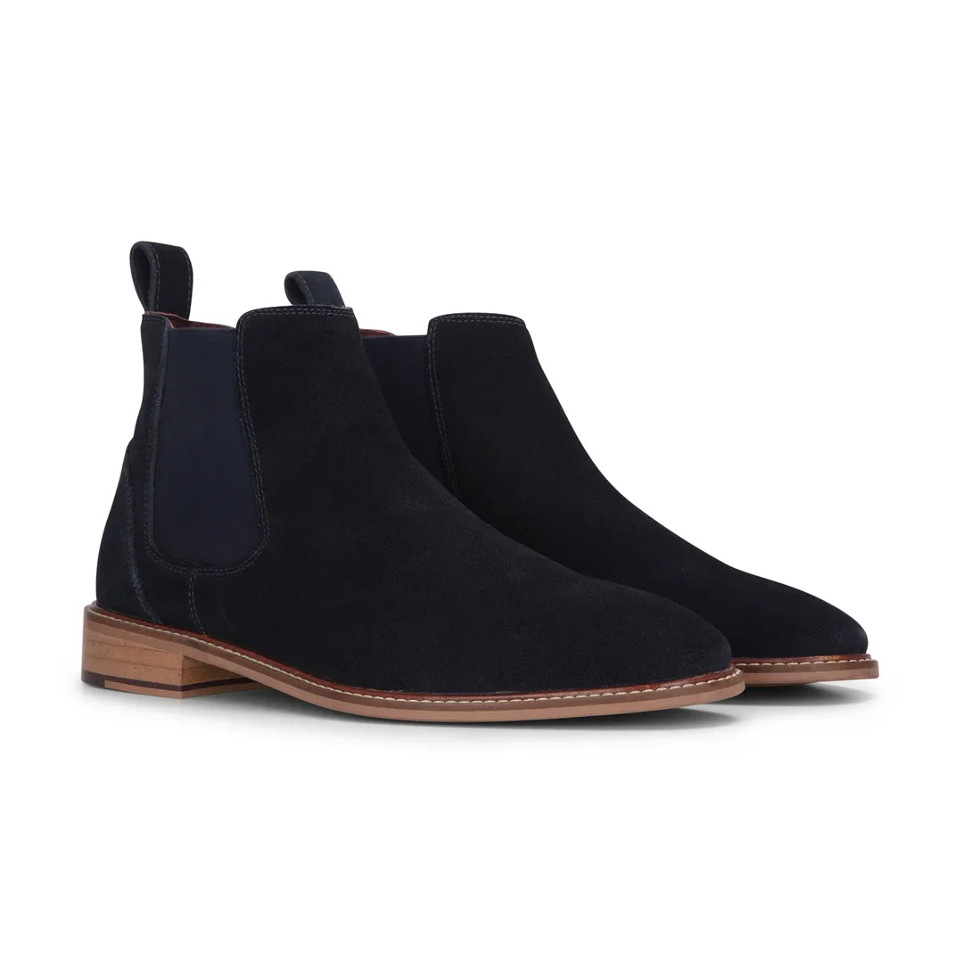 Miesten laivastonsiniset mokkanahkaiset slip-on-nilkkurit